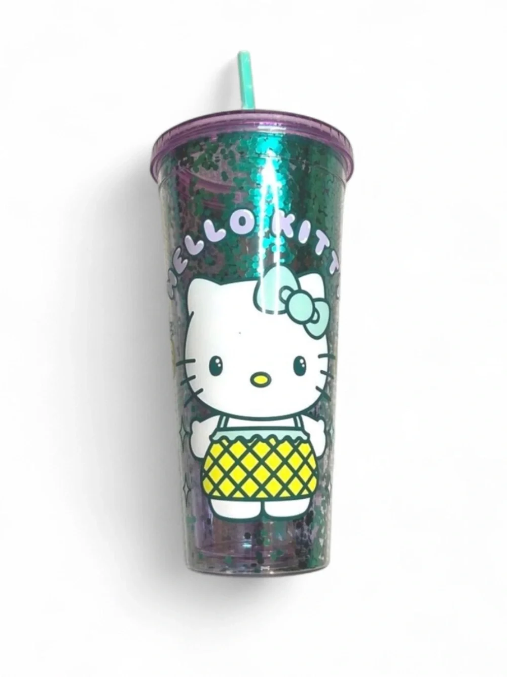 Sanrio Hello Kitty Pineapple Outfit Glitter Confetti 32 oz. Tumbler